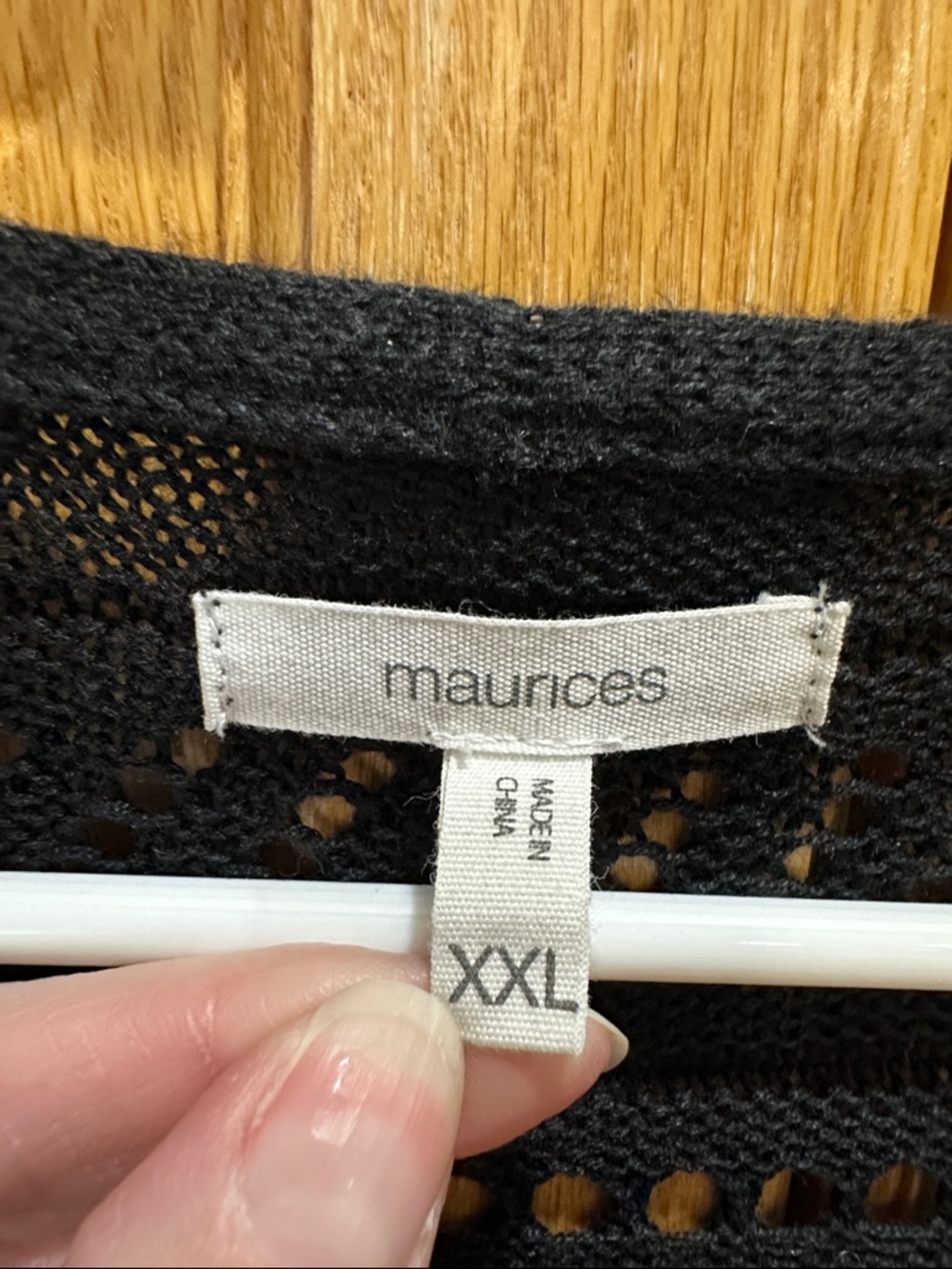 Maurices Black Open-Knit Cardigan with Ruched Tie Sleeves - Picture 3 of 3
